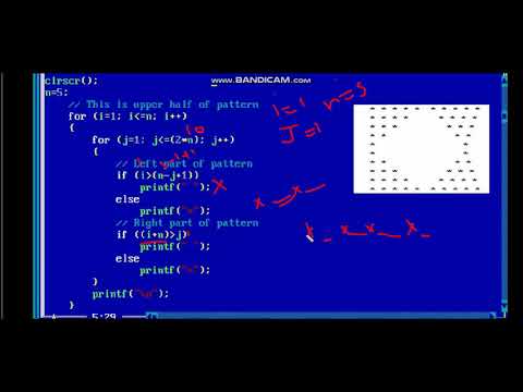 diamond pattern in c language | hollow square pattern in c - YouTube