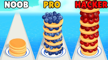 PANCAKE RUN 🍎🍔 NOOB vs PRO vs HACKER - New Update All Levels Gameplay Walkthrough iOS, Android
