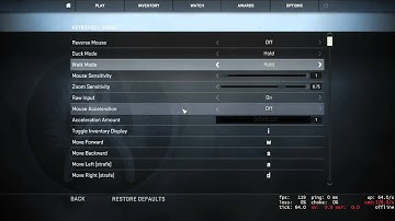 Video Settings, Sensitivity and a link for autoexec.cfg