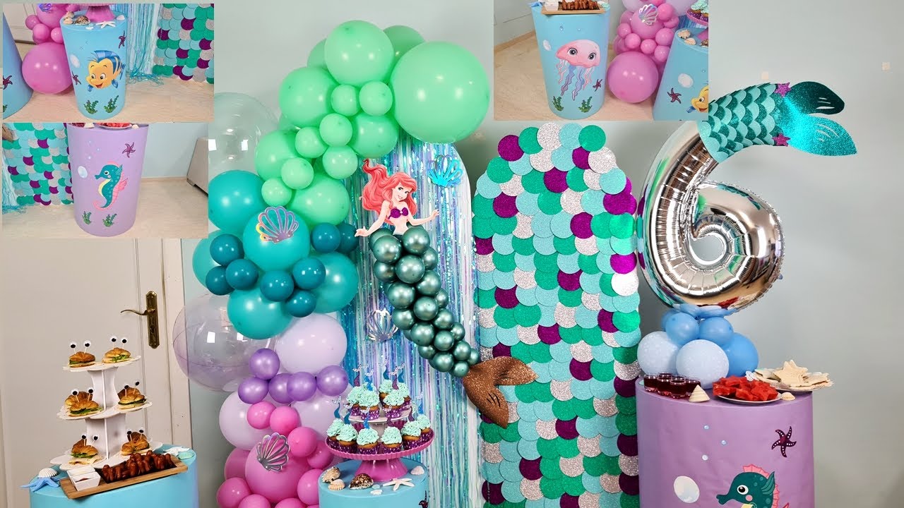 Fiesta Temática De Sirenita paso a paso/mermaid party with balloons - YouTube