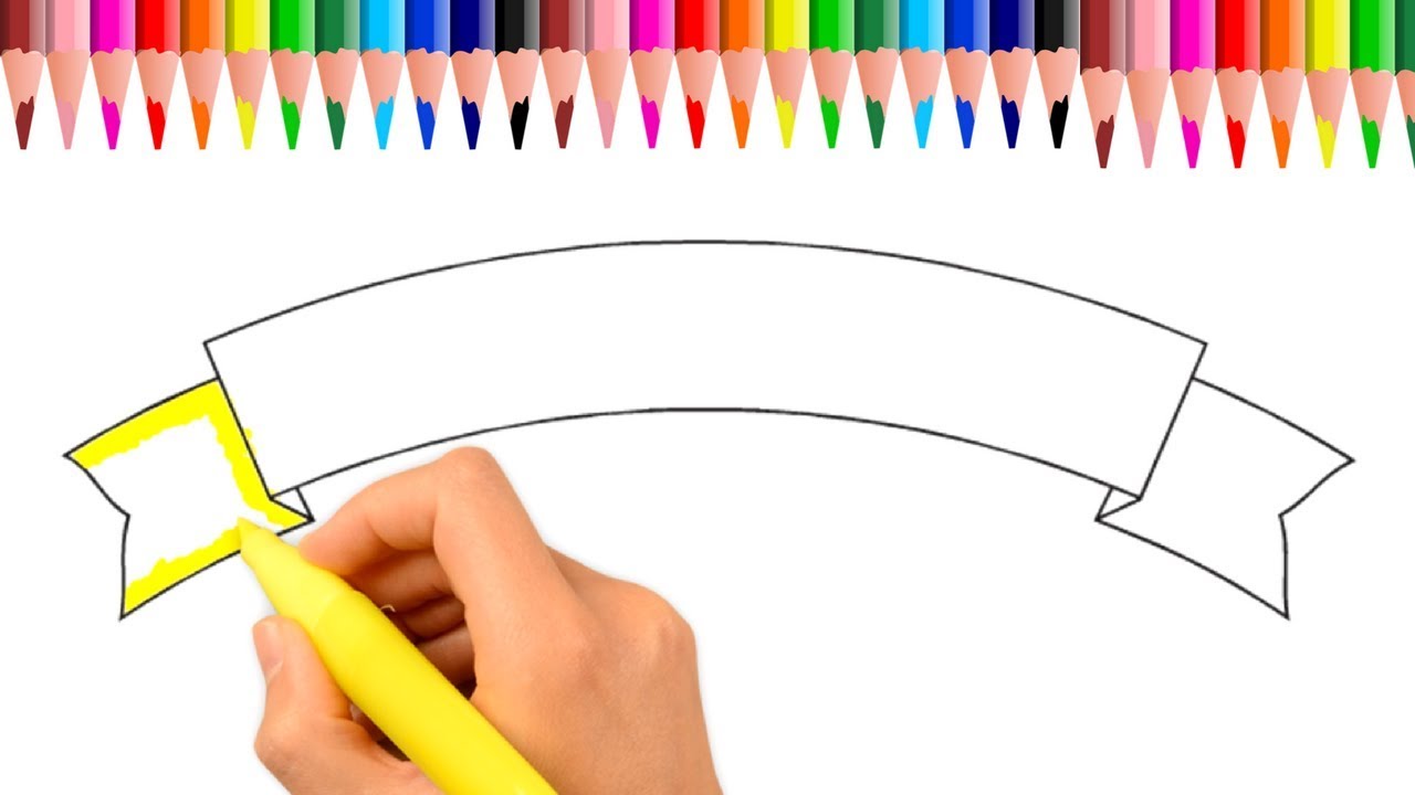 How To Draw A Ribbon Banner step by step  Learn Coloring  How To Write  Your Name On Ribbon Banner