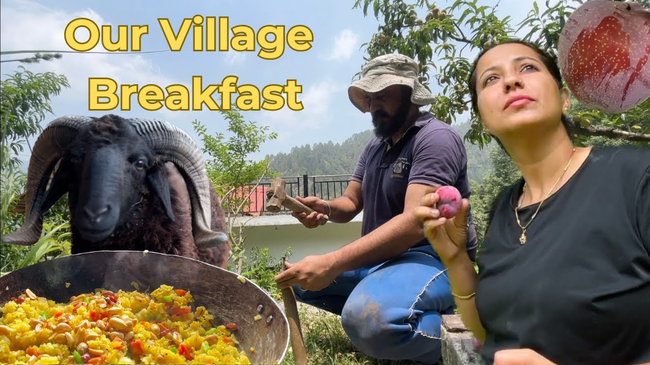 Juicy Plum & Peach Harvest + Village Style Poha Cooking | Love's Farm Life & Food