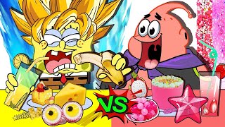 Pink Food VS Yellow Food Challenge!| SPONGEBOB PINK vs YELLOW MUKBANG  ANIMATION | SLIME CAT