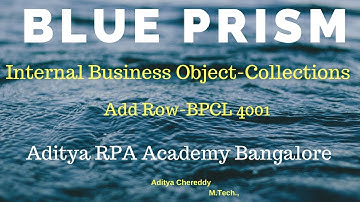 BluePrism-Internal Business Object-Collections-Add Row-BPCL 4001-Aditya RPA Academy BTM Layout