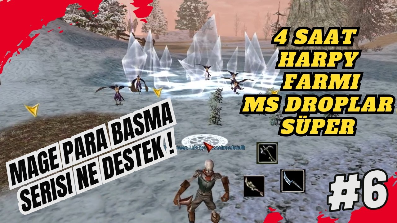 KNİGHT ONLİNE | MAGE İLE 4 SAAT HARPY FARMI - PAARA BASMA SERİSİ ! | B6 #knightonline #knightfarm