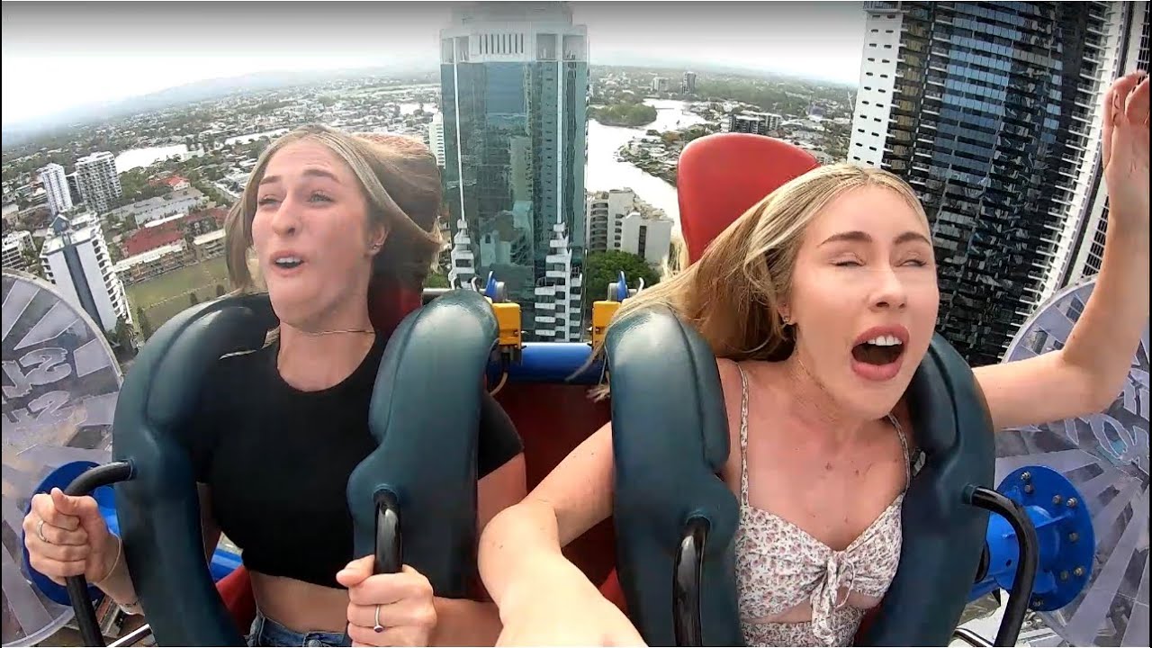 TRAUMATISED BY SLINGSHOT SURFERS PARADISE GOLD COAST best rides movie world 2023 schoolies