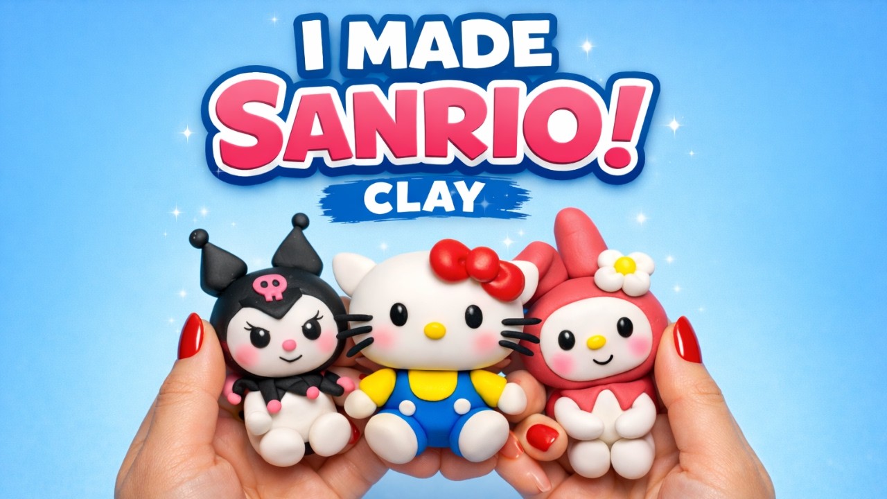 I Made Sanrio Characters with Clay 💖 | Hello Kitty, Kuromi, Cinnamoroll & More! | DIY Cute Crafts