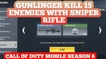 Kill 15 enemies with sniper rifle in 1v1 duel mode gunlinger | Call of duty mobile