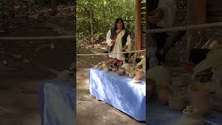 Oconaluftee Indian Village - Pottery, Gene The Bear learning about Cherokee Pottery