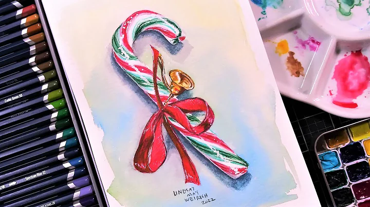 Let's Paint a Candy Cane Together with Watercolor Pencils & Watercolor paint!