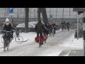 Cycling in the snow, Utrecht (Netherlands)