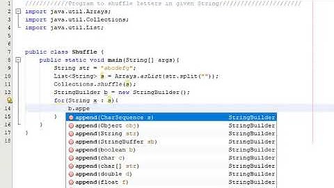 Program to shuffle letters in the given String
