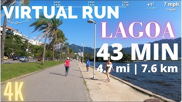 Virtual Run 43 Minutes | Lagoa, Rio 4.7 mi (7.6 km) | Treadmill Virtual Run in 4K | Music Included