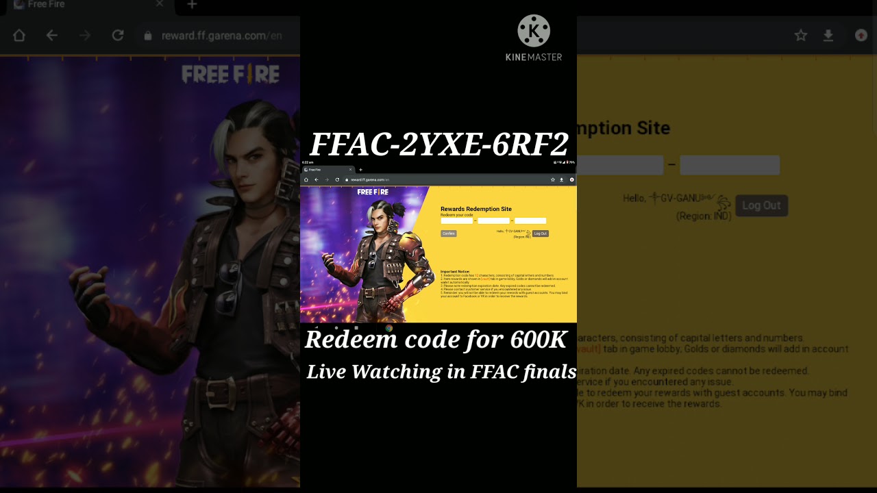 100% WORKING REDEEM CODE FOR 600K LIVE WATCHING IN THE FFAC FINALS || GV-GANU