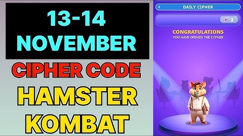 Hamster Kombat Dev Game Daily Cipher 13 & 14 November | Hamster Kombat Daily Cipher Code 13 November