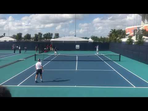 Roger Federer practicing return of serve before his match at Miami Open 2019.