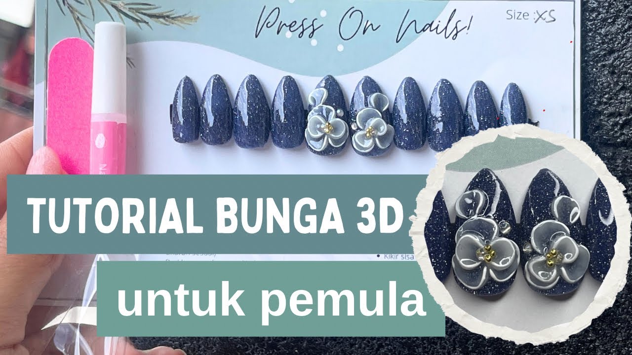 Cara bikin Bunga 3d untuk pemula || 3d flower nails tutorial || 3d flower nails