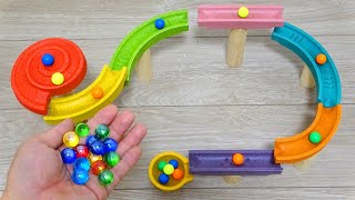 Marble Run ASMR ☆ Wooden colorful rail assembly \& play collection