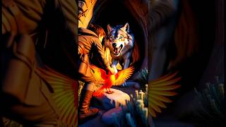 A Wolf Protected a Fireball… It Became a Phoenix 🐺🔥 #ai #wolf #save #fireball #shorts