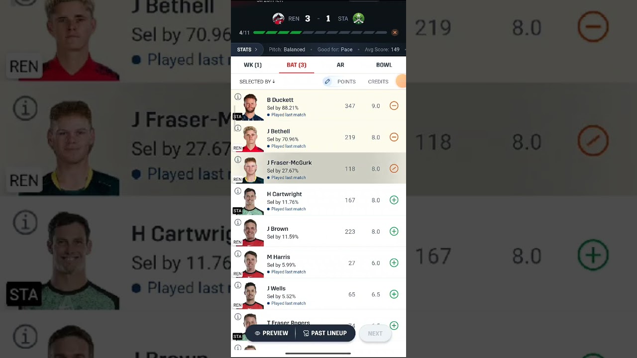 REN vs STA Dream11 Team | REN vs STA Dream11 Prediction |RENEGADES vs STARS Dream Team| BBL Match 32