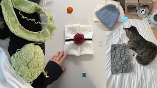 컨티넨탈만 조지는 대바늘 맹연습 뜨개로그 🧶 신생아모자, 촘촘곱창.. knitting vlog