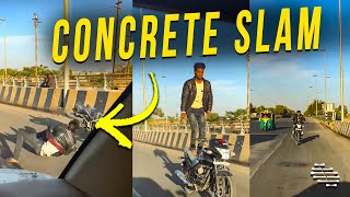 Biker Was Trying to Show off When He Suddenly Fell on the Concrete