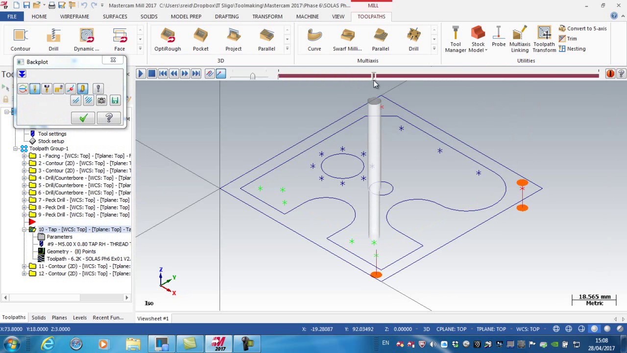 Mastercam 2017 08 Drill & Tap Holes YouTube