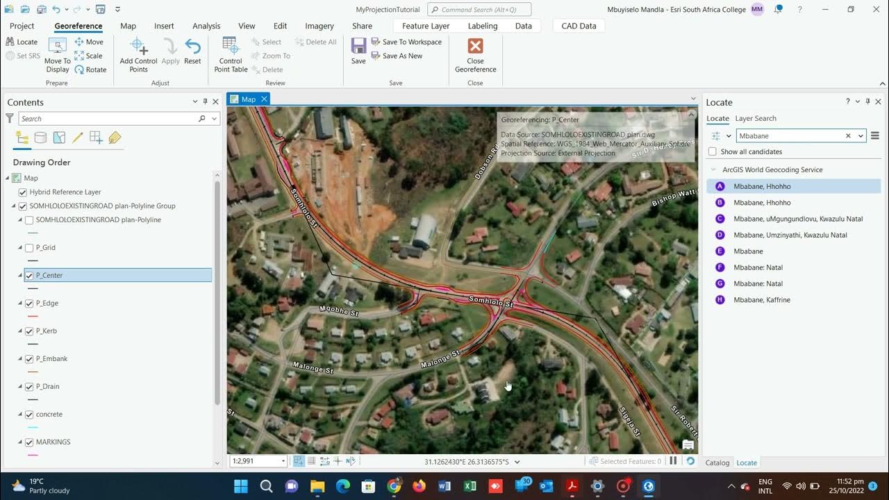 Working with CAD Data in ArcGIS Pro, define projection and projection