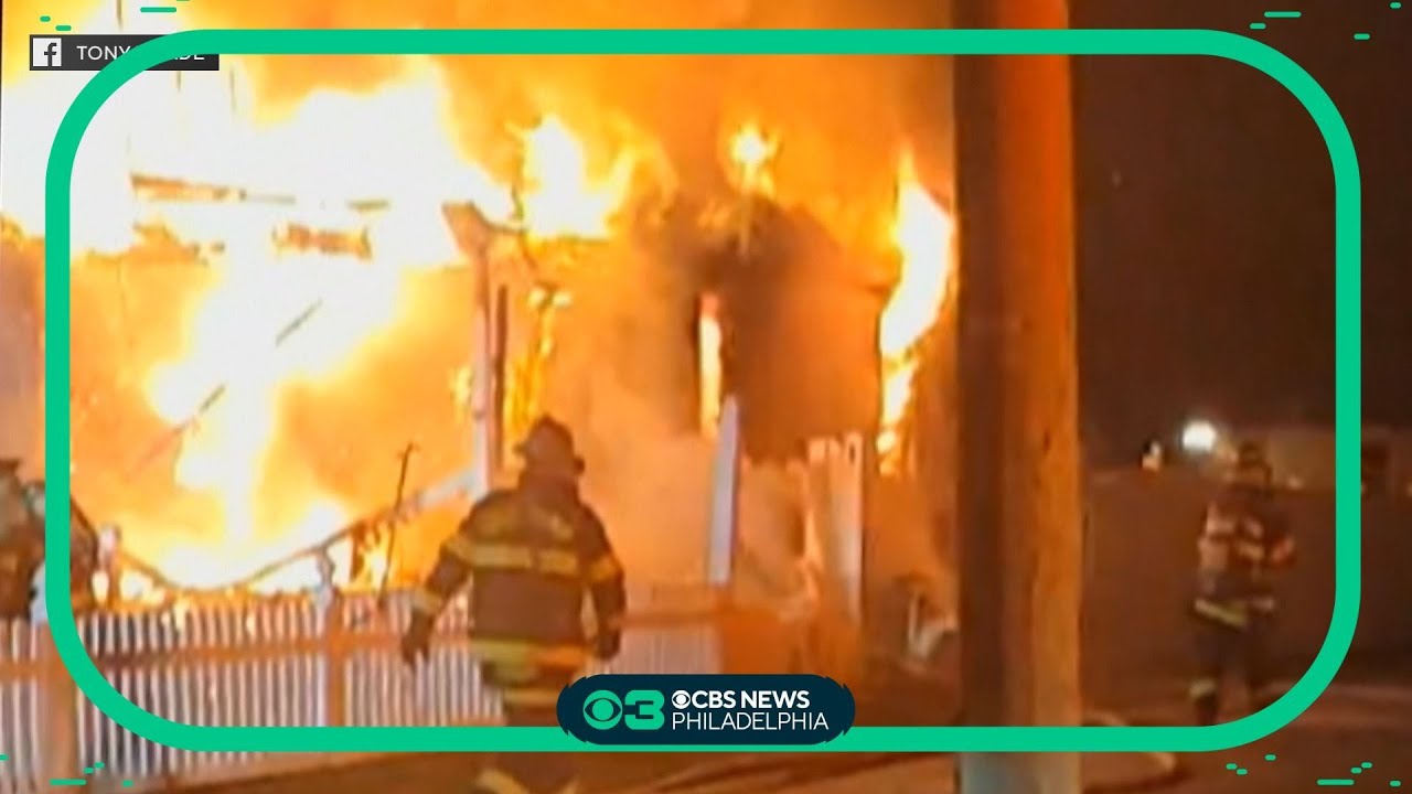 Firefighters battle 2-alarm blaze in Paulsboro, New Jersey - YouTube