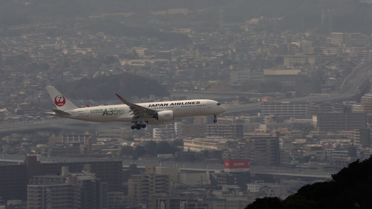 Skilled Professional JAL Pilot Landing the A350 in a mountainous