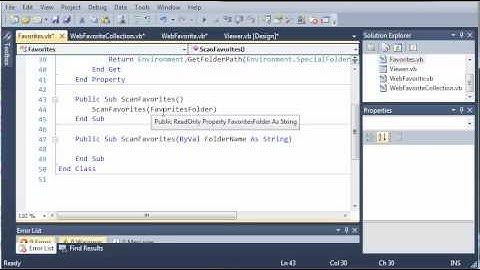 Visual Basic Tutorial - 191 - Favorites Part 4   Creating The Favorites Class