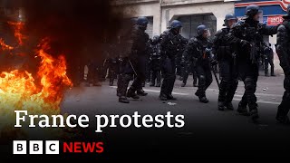 France pension reform protesters clash with riot police - BBC News