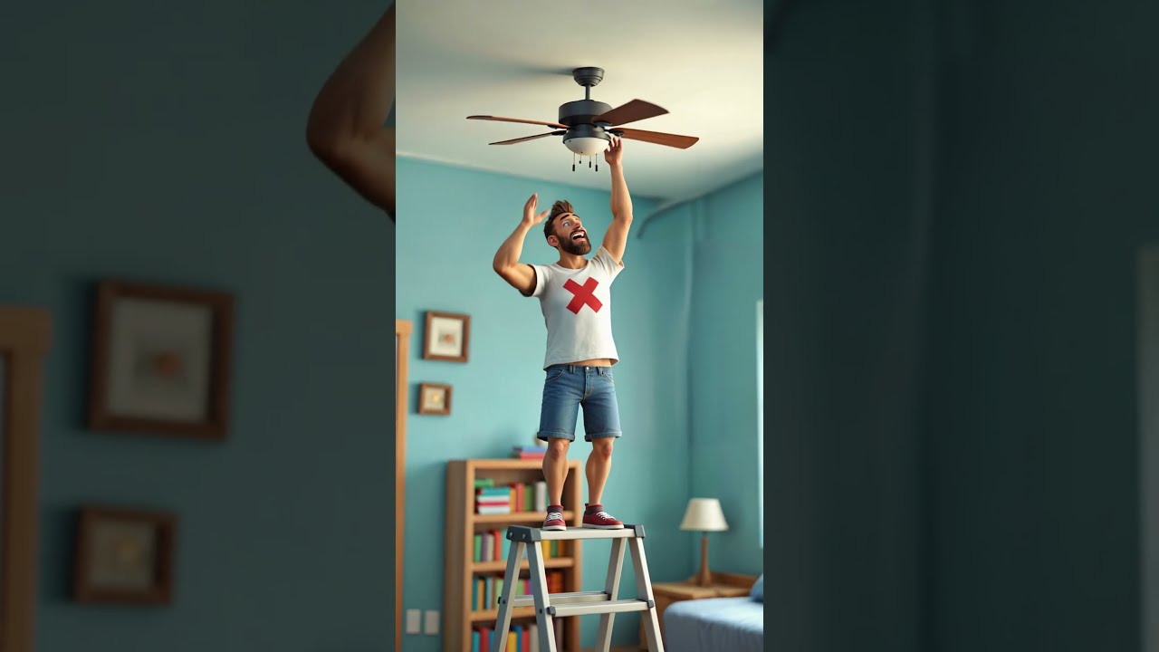 Kid Trolls Dad Fixing Ceiling Fan Funny Baby Story Video Shorts