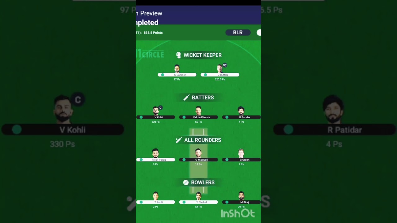 RR Vs RCB | My team | 