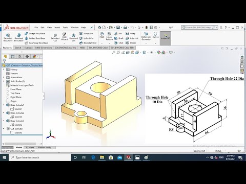 SolidWorks Tutorial for beginners | CAD/CAM Part drawing Exercise 17