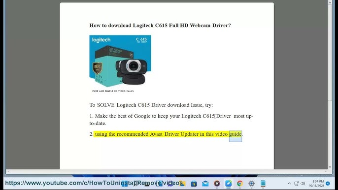 Logitech C615 HD Webcam Driver YouTube