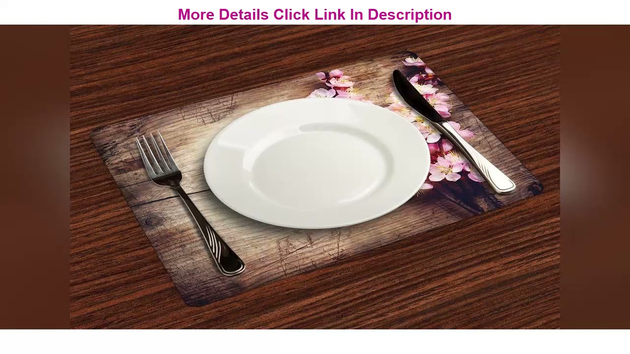 Product Deal Ambesonne Floral Place Mats Set of 4, Spring Blossom on Wooden Table Romantic Natural