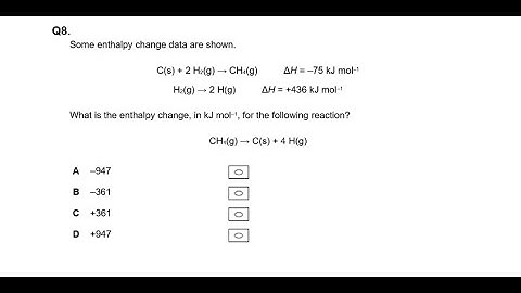 AQA A LEVEL CHEMISTRY ENTHALPY CHANGE MULTIPLE CHOICE QUESTIONS