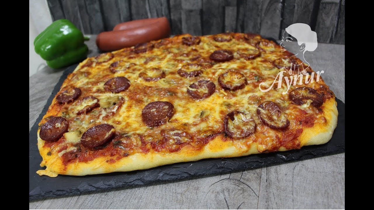 Pizza mit Knoblauchwurst I Sucuklu Pizza Tarifi - YouTube