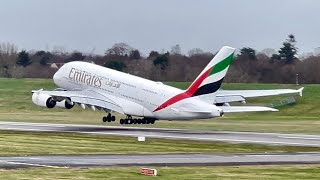 Emirates A380 | Birmingham to Dubai | A380 Takeoff | Birmingham airport plane spotting