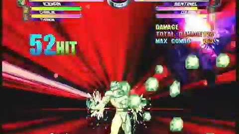 MvC2: Charlie/Iceman/Thanos 100%+ Combo vs Sentinel