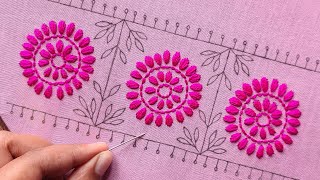 Easy Simple Hand Embroidery Design Outline Border/হাতের কাজের জামার বর্ডার সেলাই ডিজাইন