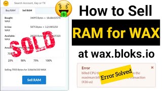 How to Sell RAM for WAX | wax.bloks.io | Sell RAM WAX screenshot 1