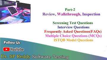 #SE27 || Review Walkthrough Inspections Interview Questions- FAQs-MCQs-ISTQB-Part2||By Dr. SP Reddy