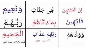 تعلم القراءة/نتعلم قراءة الايتين١٧_١٨من سورة الطور