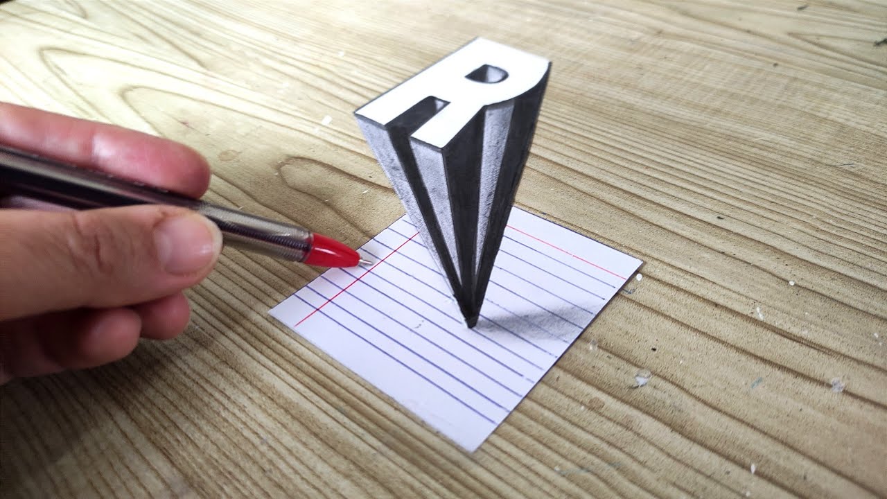 Mind-Blowing 3D Letter R Drawing on Paper! 😱 Optical Illusion Art - YouTube