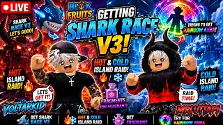 LIVE | Getting Shark Race V3 + Hot & Cold Raid | Rainbow Aura Hunt | Blox Fruits Malayalam|PART2