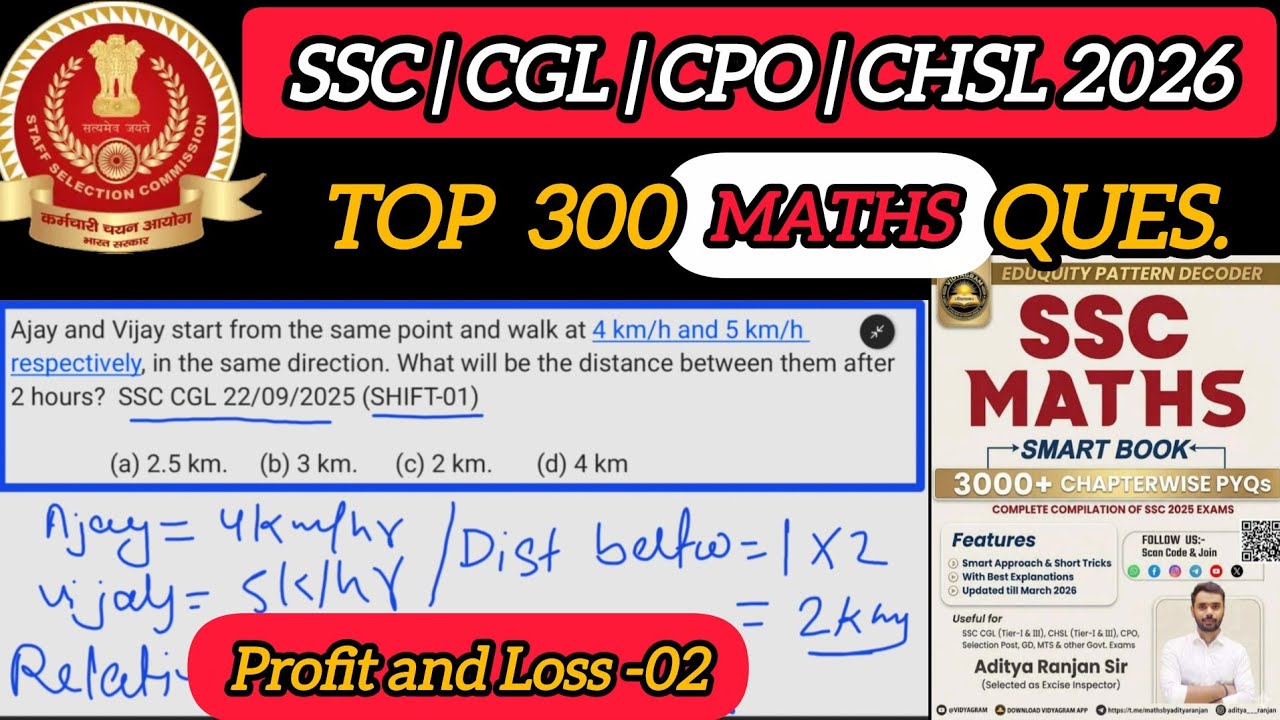 SSC CGL 2026 MOST IMPORTANT MATHS PYQ QUESTION SOLLUTION | Aditya ...