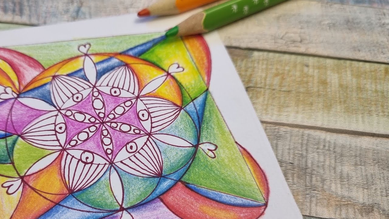 Abstract Geometric Art Process | Drawing with Colored Pencils