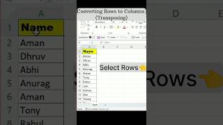 How to Transpose Data in Ms Excel|Convert Rows Data to columns #shorts#excel#exceltips#exceltutorial